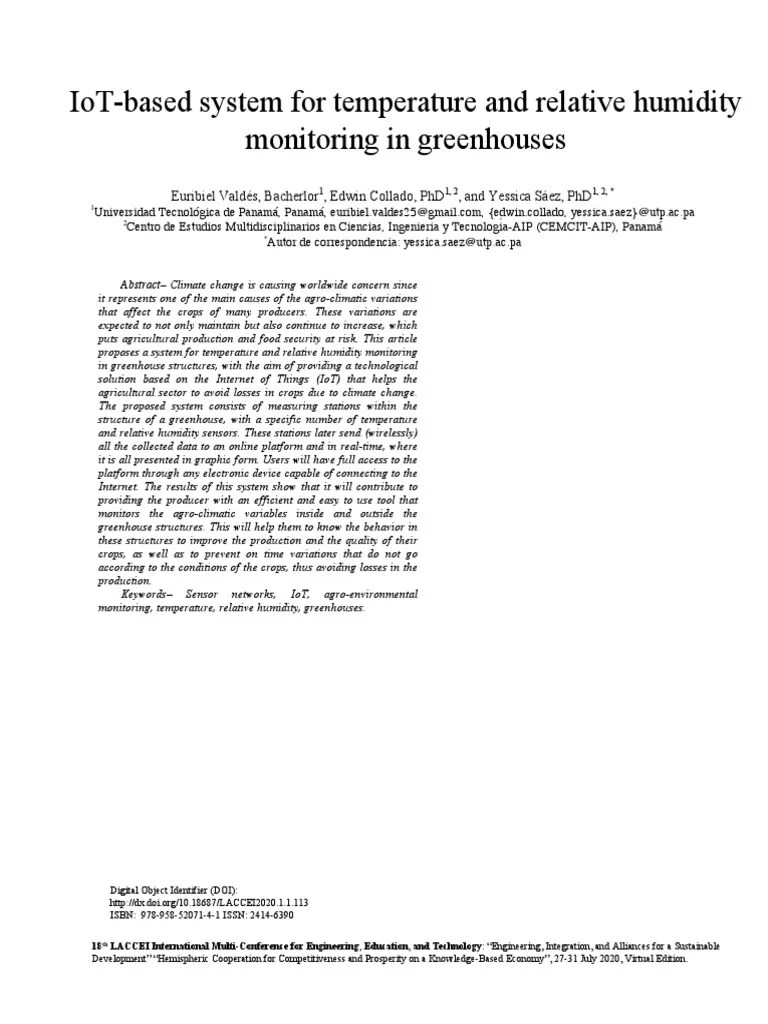 Iot-Based System For Temperature And Relative Humidity Monitoring In ...