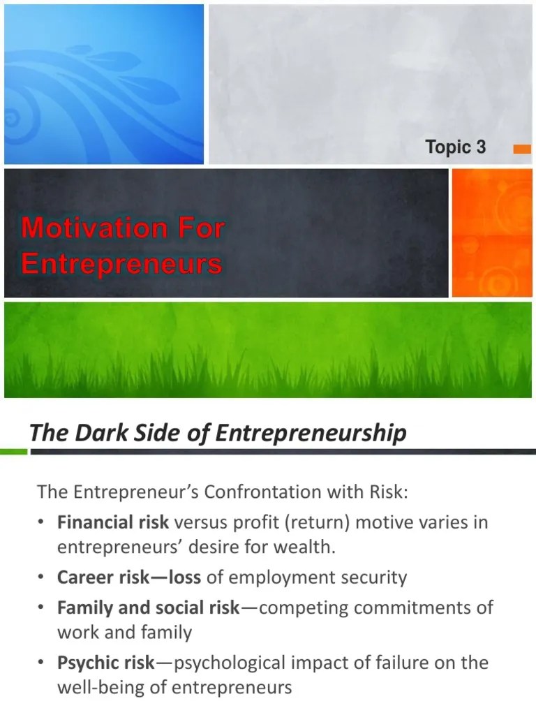 Topic 3 - Motivation For Entrepreneurs | PDF | Motivation | Motivational