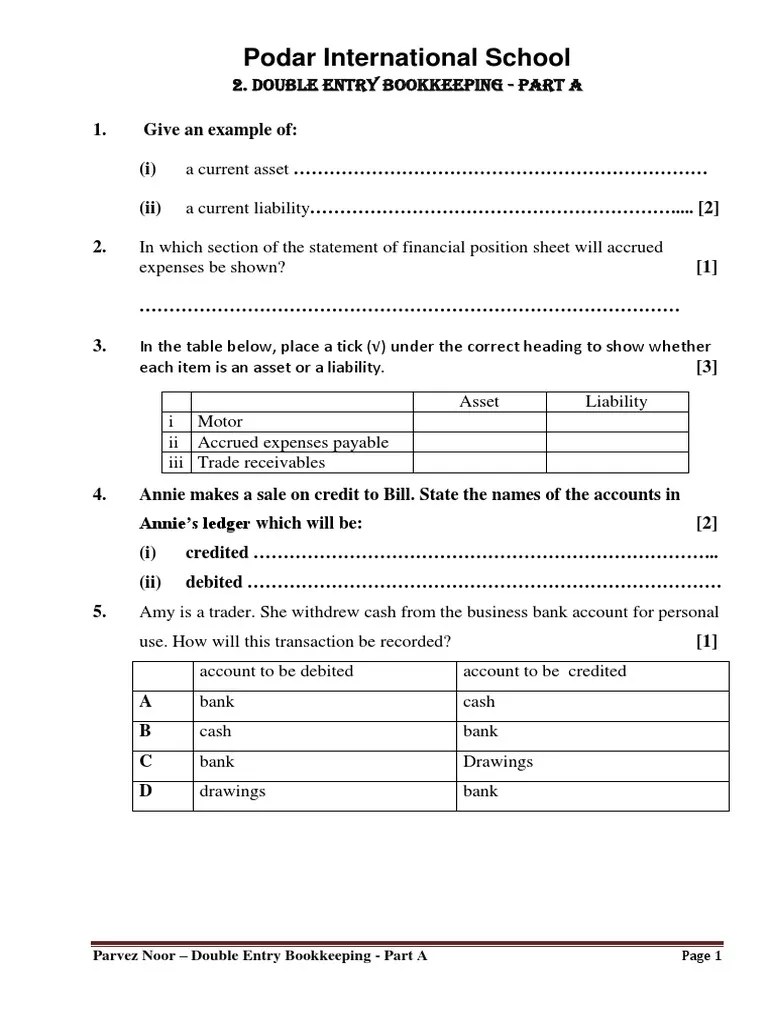 Double Entry Bookkeeping - Part A | PDF
