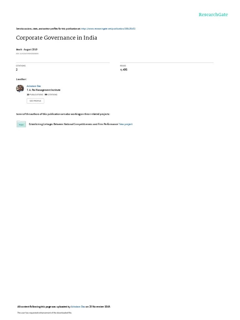 Corporate Governance In India | PDF | Strategic Management | Corporate Governance