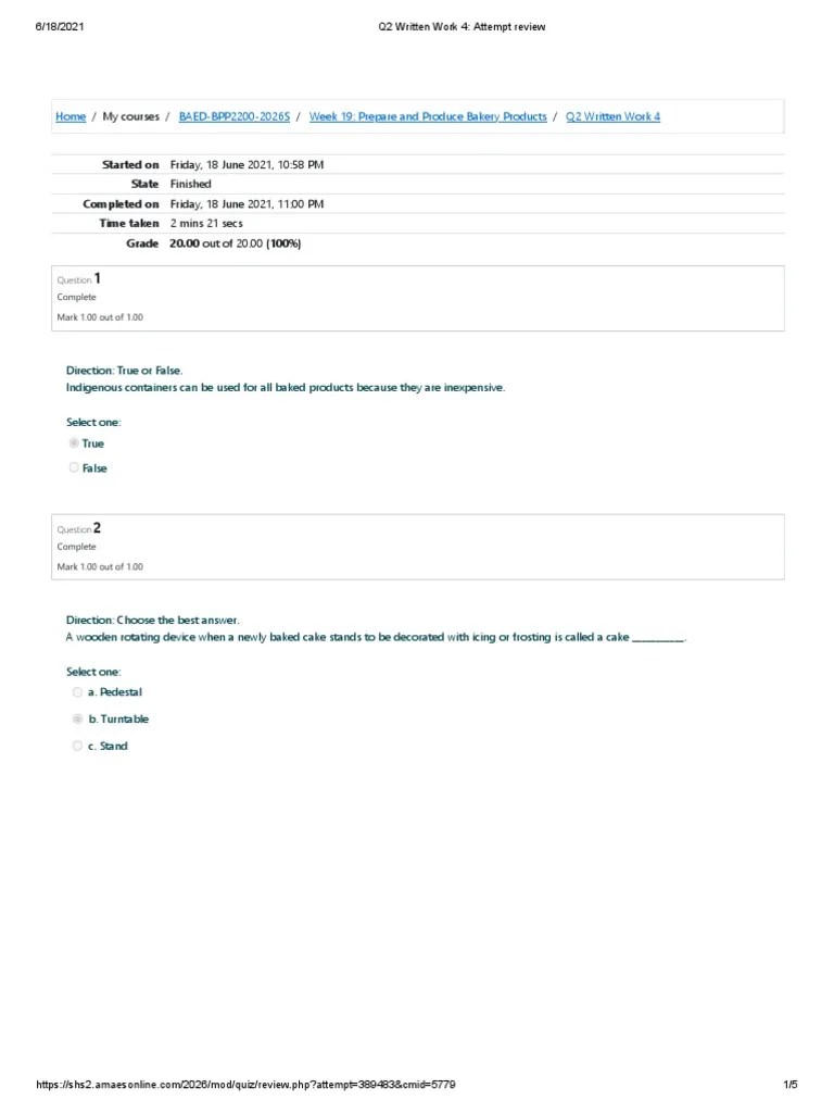 BPP2200 Bread And Pastry Production NC II Q2 Written Work 4 - Attempt Review | PDF | Icing (Food ...