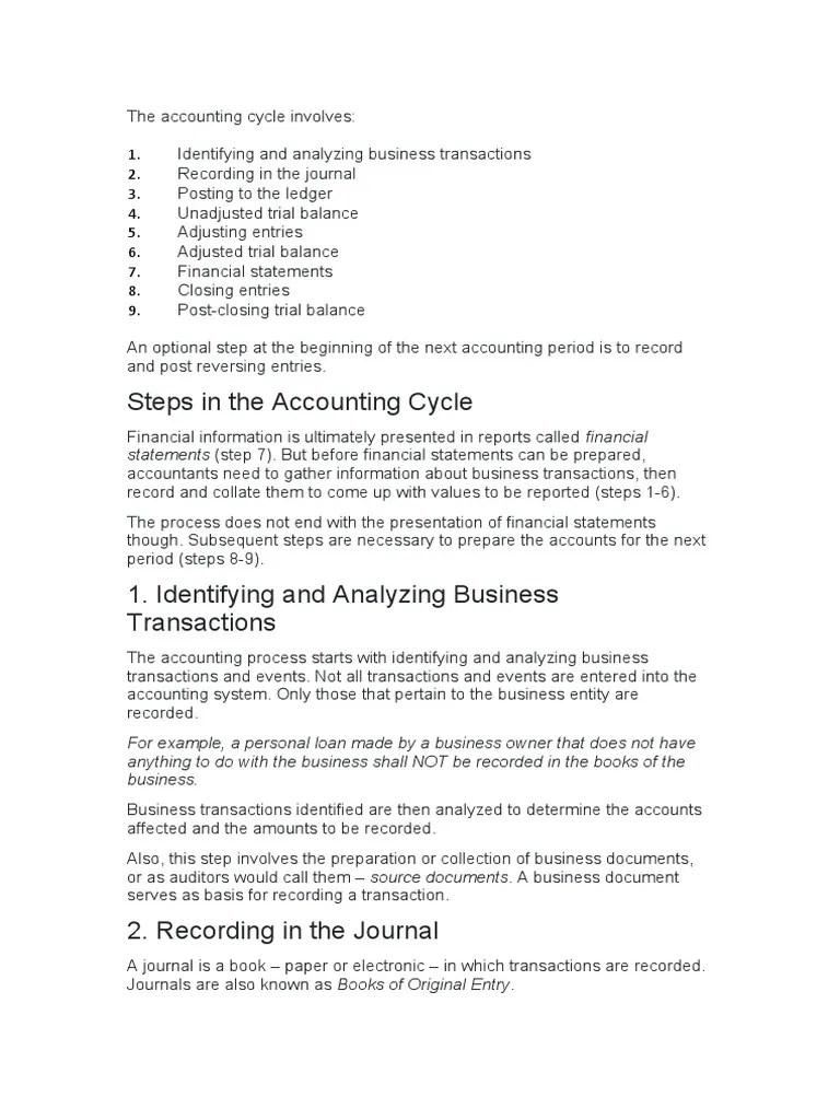 The Accounting Cycle | PDF | Debits And Credits | Financial Economics