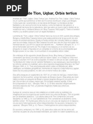 Ultimately tlön, uqbar, orbis tertius shows its devotion to the superiority of the impostor by its emphasis on idealism. Analisis De Tlon Pdf Science Ciencia Y Tecnologia