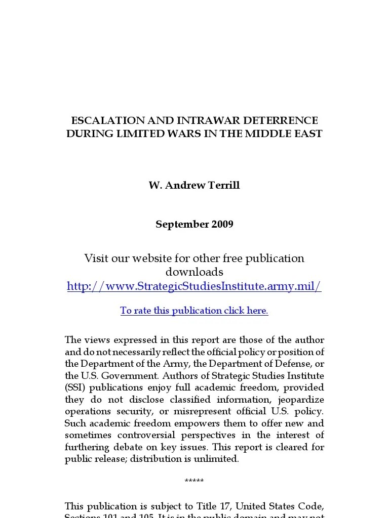 Escalation And Intrawar Deterrence During Limited Wars In The Middle East | Download Free PDF ...