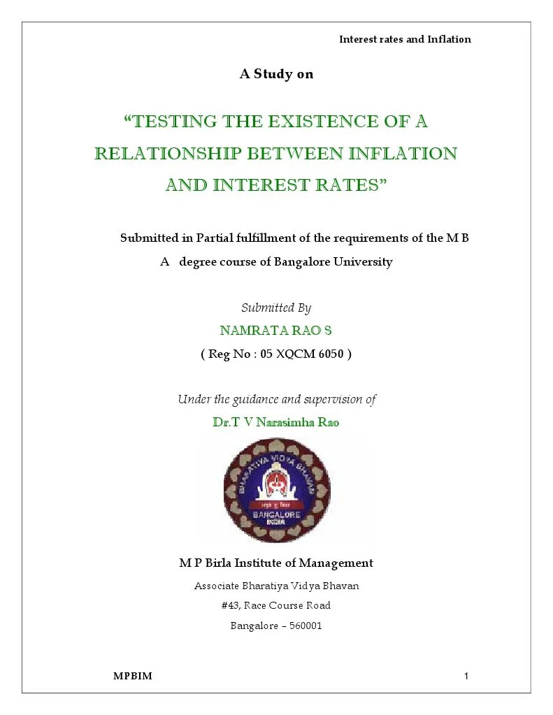 Relationship Between Inflation And Interest Rates | PDF | Business