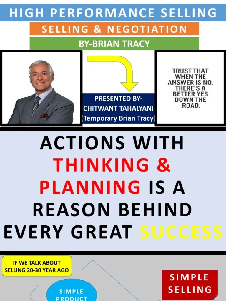 Brian Tracy - High Performance Selling | PDF | Negotiation | Goal