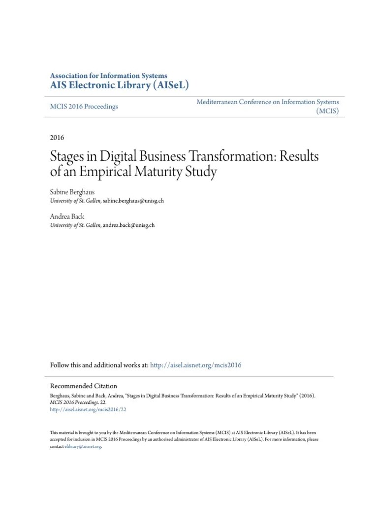 Stages In Digital Business Transformation | PDF | Innovation ...