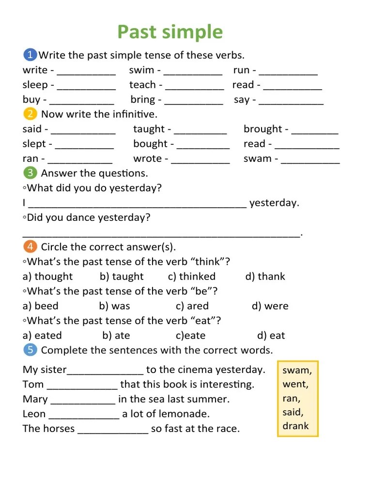 Past Simple Reading Comprehension Exercises - 80811 | PDF | Verb | Syntactic Relationships
