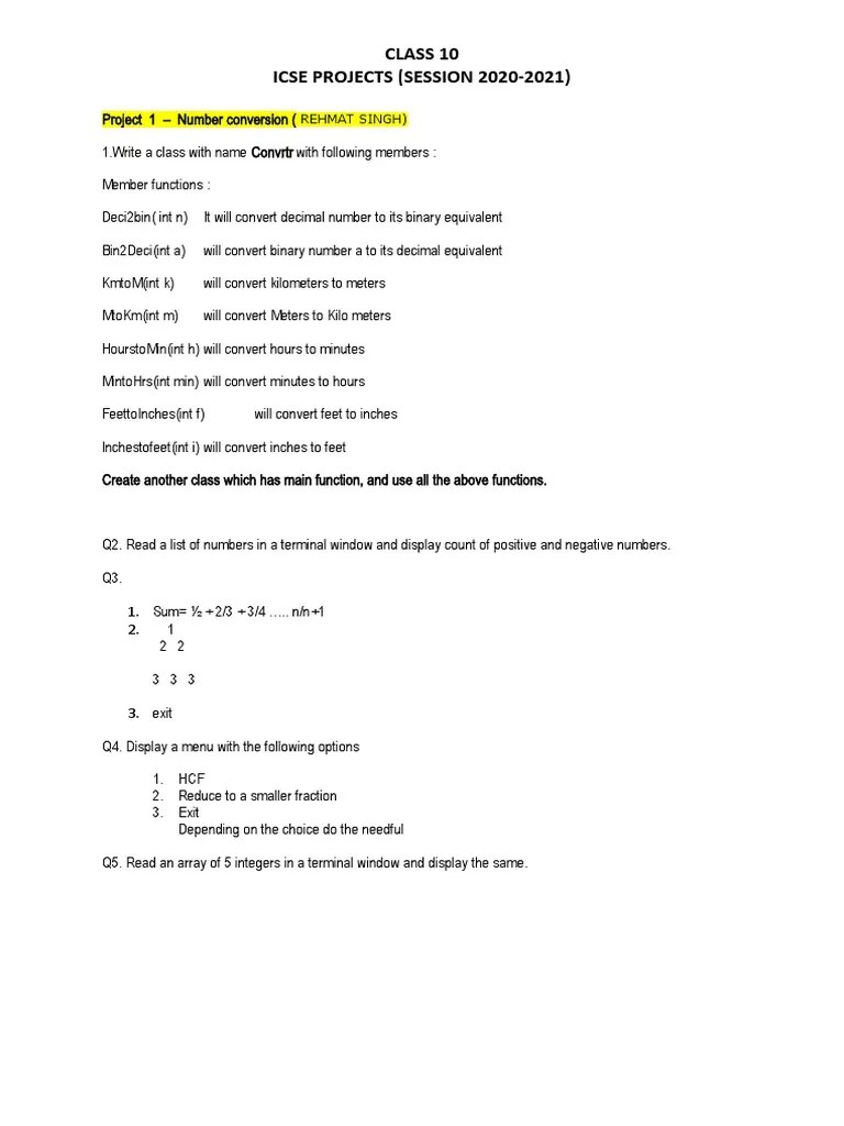 Class 10 ICSE PROJECTS (SESSION 2020-2021) : Rehmat Singh) | PDF ...
