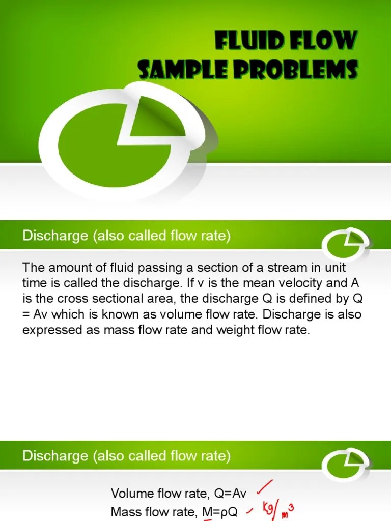 Fluid Flow Sample Problem-Continuity Equation | PDF | Fluid Dynamics | Discharge (Hydrology)