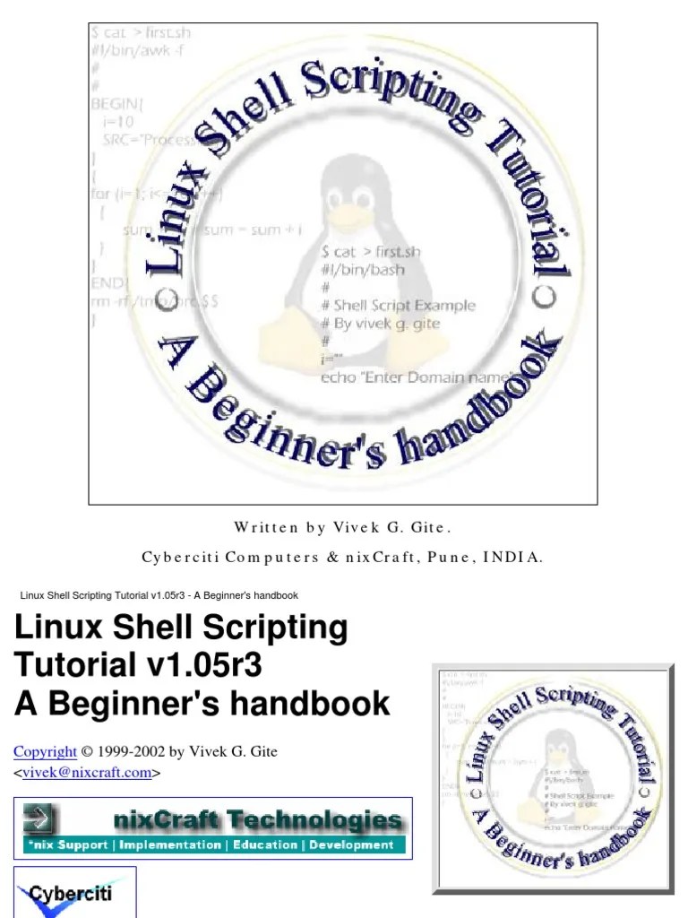 Linux Shell Scripting Tutorial A Beginner S Handbook Pdf