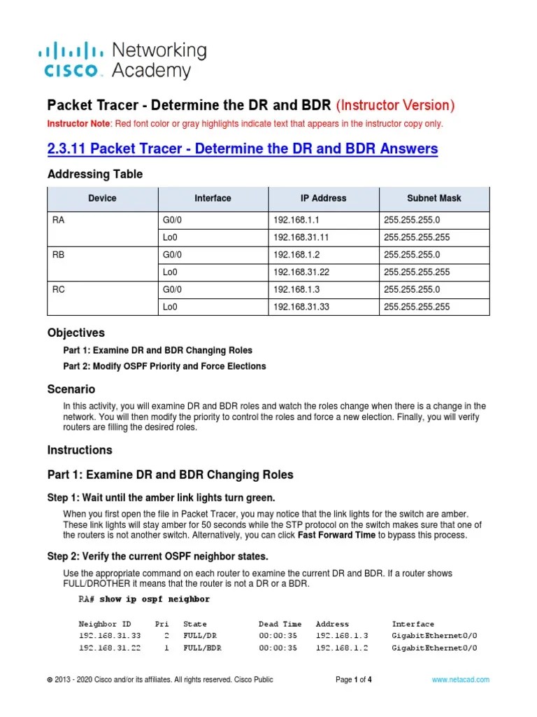 2.3.11 Packet Tracer | PDF