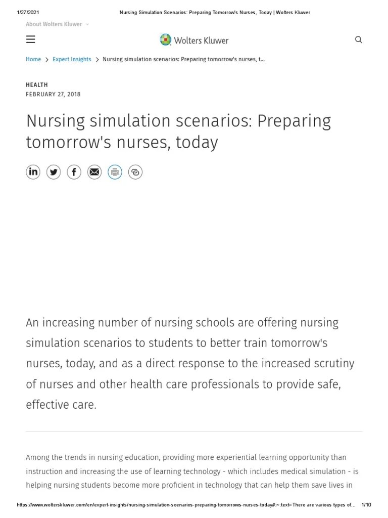 Nursing Simulation Scenarios - Preparing Tomorrow's Nurses, Today ...