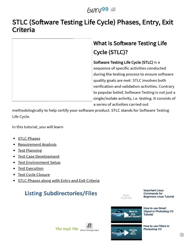 STLC (Software Testing Life Cycle) Phases, Entry, Exit Criteria | PDF ...