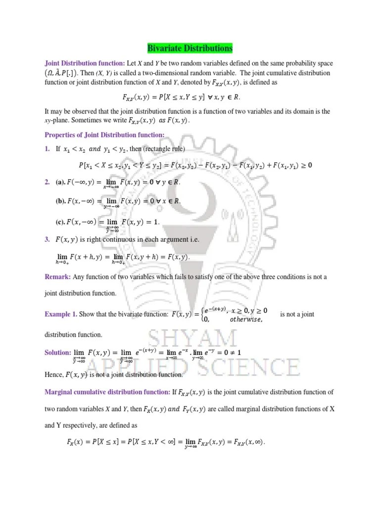 Bivariate Distributions | PDF | Probability Distribution | Probability ...