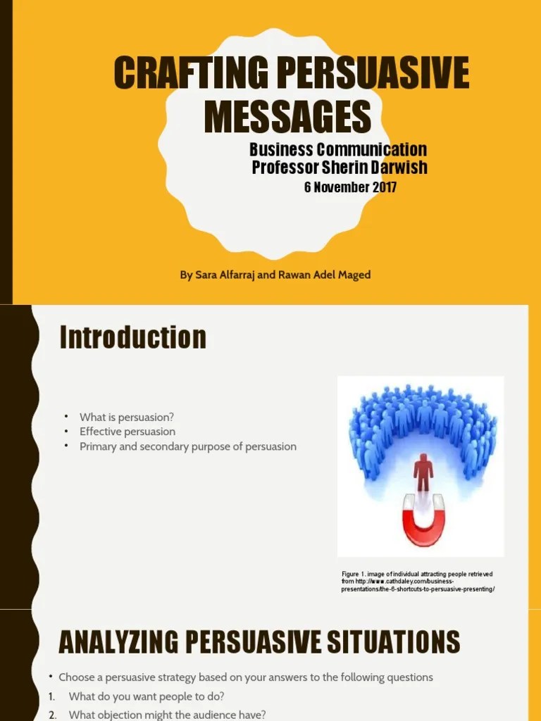 Chapter 11 Crafting Persuasive Messages Rawan&Sara | PDF | Persuasion ...