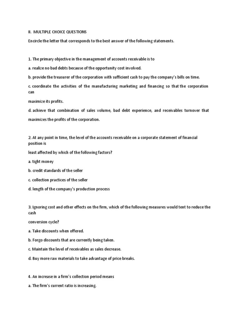 Multiple Choice Financial Management | PDF