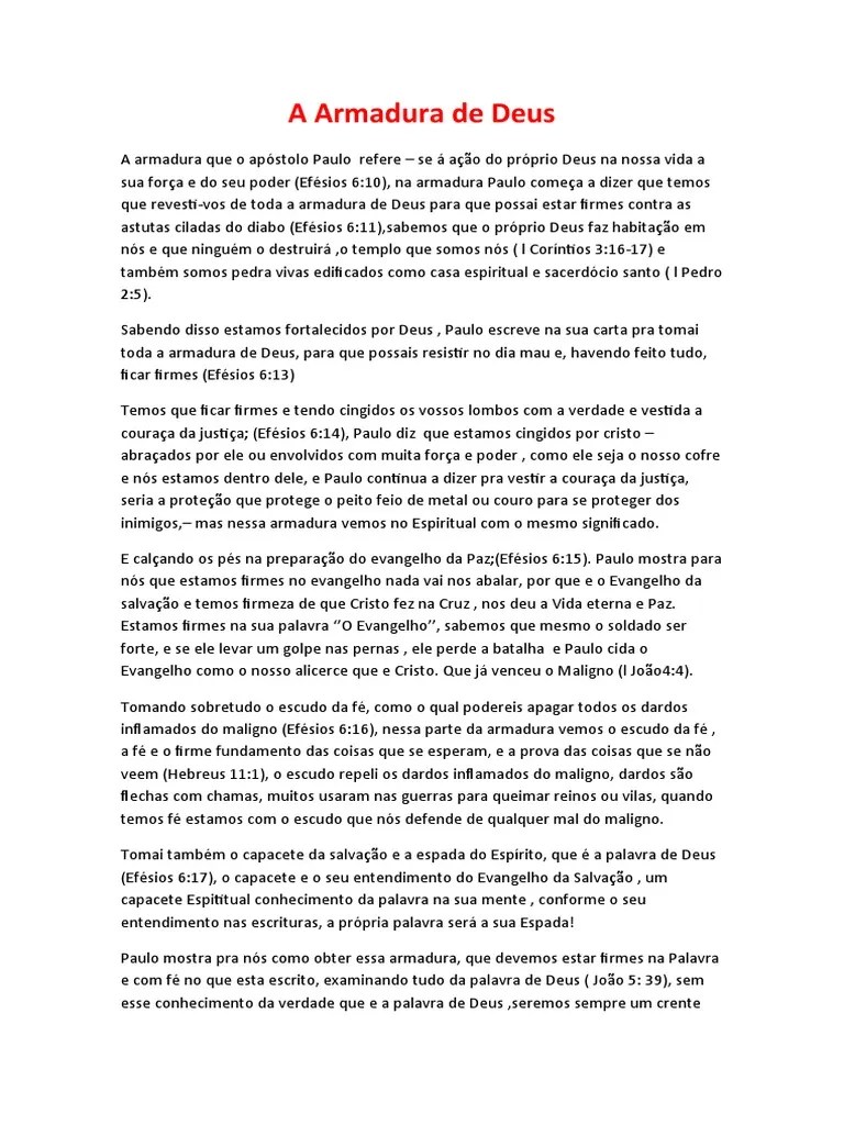 Armadura De Deus | PDF | Fé | Apóstolo Paulo