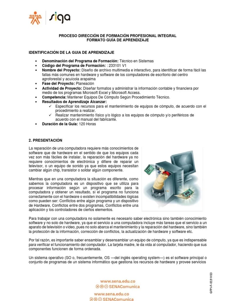 GUIA DE APRENDIZAJE No2 | PDF | Hardware De La Computadora | Almacenamiento De Datos De La ...