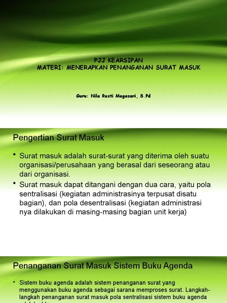 buku agenda surat keluar masuk sekolah dasar negeri 125543. Menangani Surat Masuk