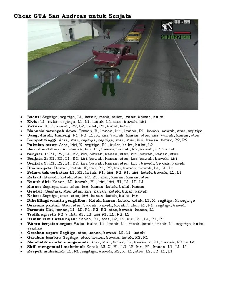 Cheat Senjata GTA San Andreas PS2 PDF 1