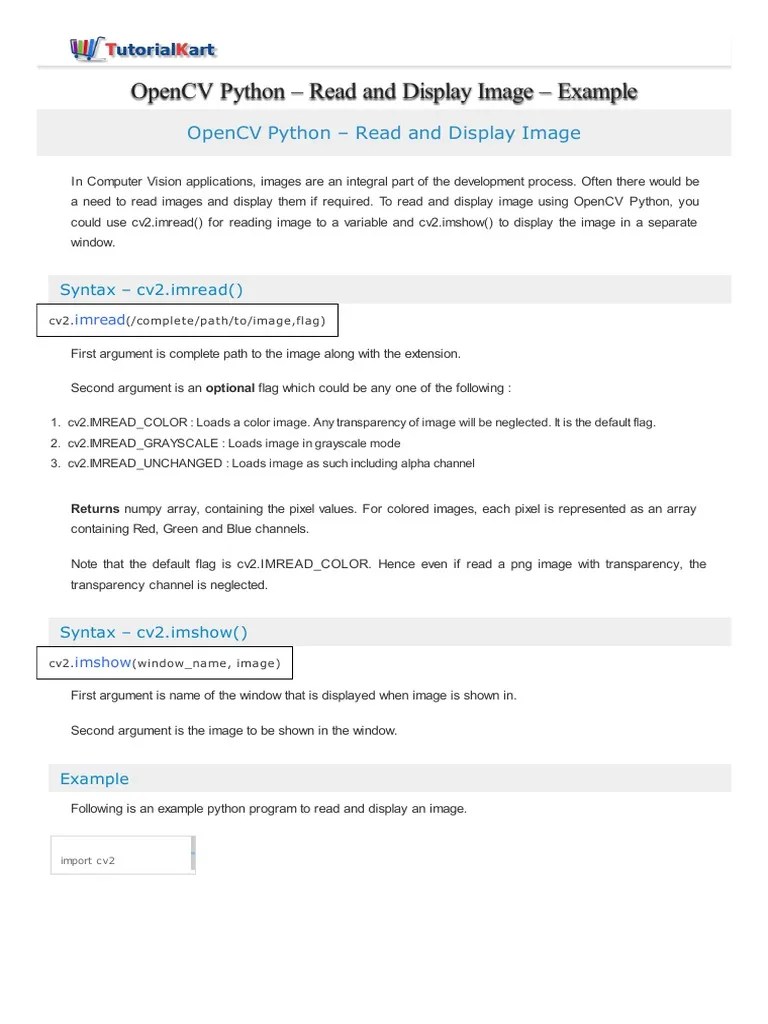 Opencv Python - Read And Display Image | PDF | Computers
