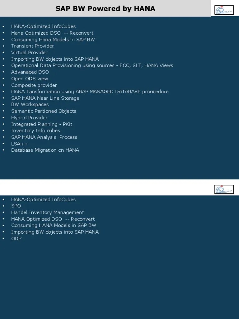 SAP BW Powered By HANA New | PDF | Data Warehouse | Databases