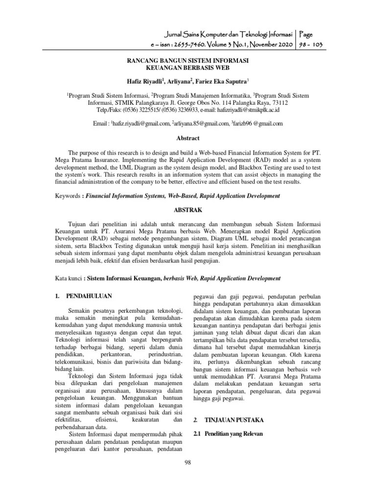 Rancang Bangun Sistem Informasi Keuangan Berbasis WEB (2020) | PDF | Bisnis