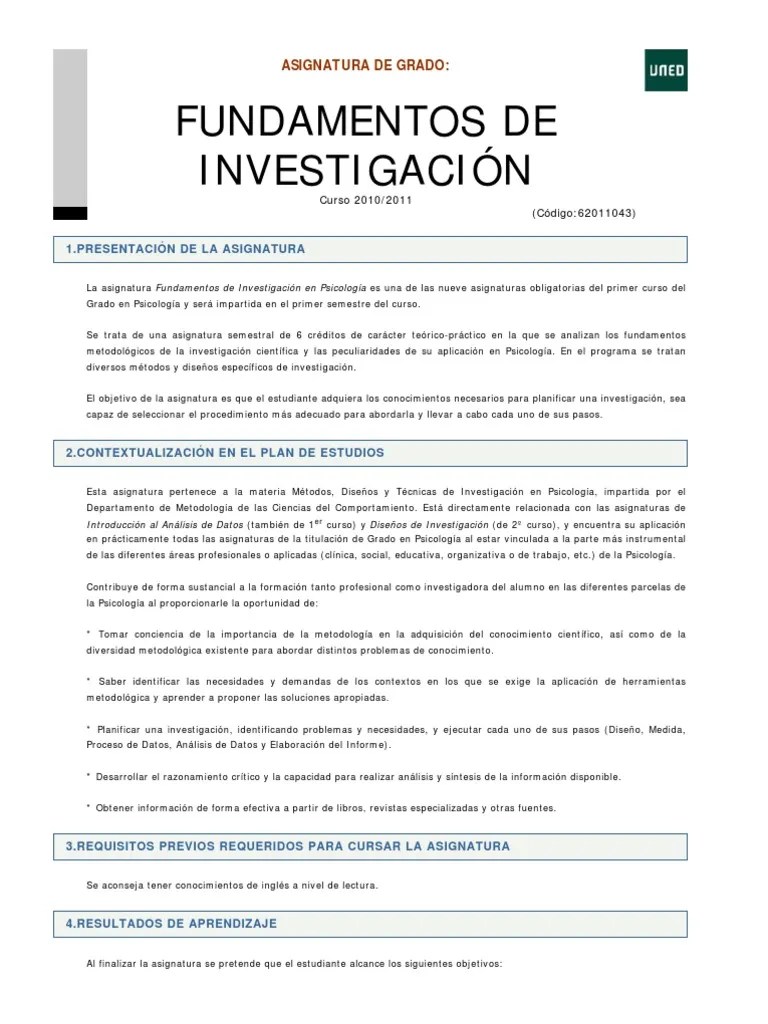 Fundamentos De Investigacion | PDF | Sicología | Science