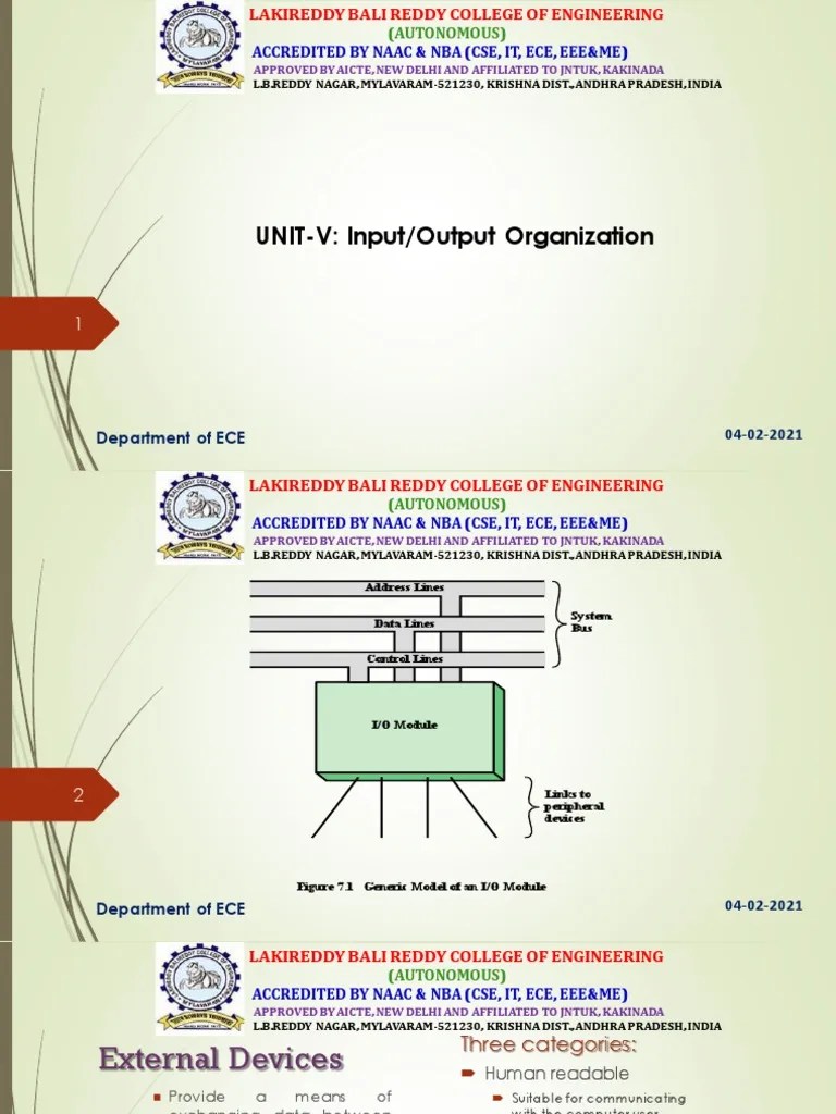 Coa Unit 5 Notes | PDF | Input/Output | Central Processing Unit