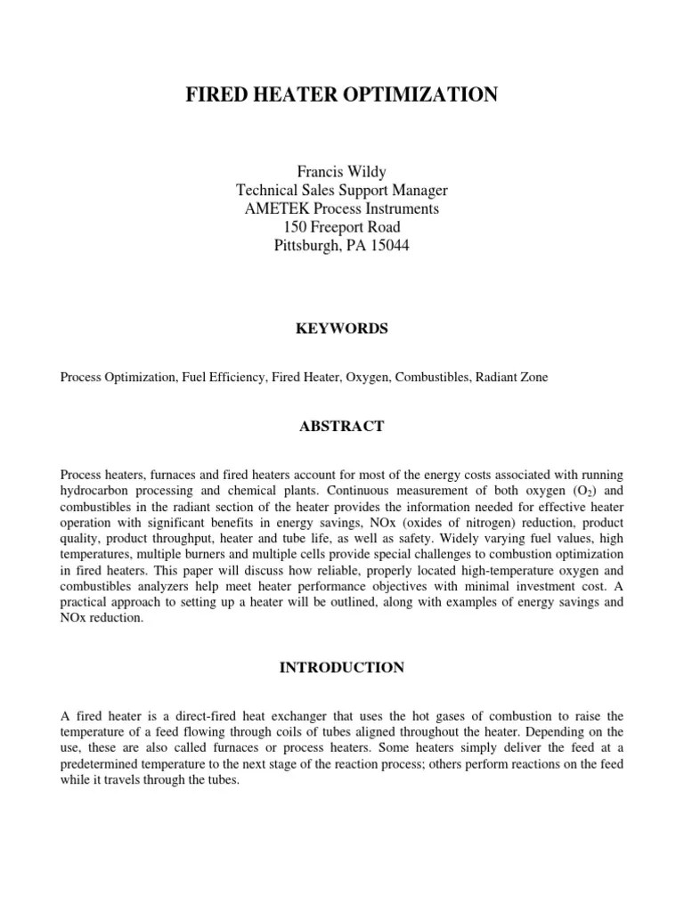 Fired Heater Optimization - Amteck | PDF | Combustion | Chemical ...