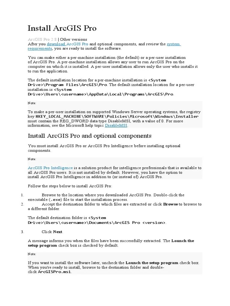 Install Arcgis Pro And Optional Components | PDF | Arc Gis | Installation (Computer Programs)