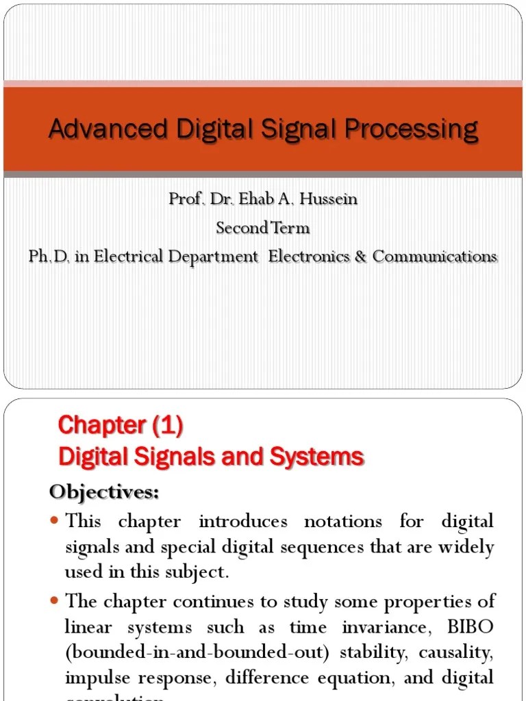 Advanced Digital Signal Processing L1 | PDF | Digital Signal Processing ...