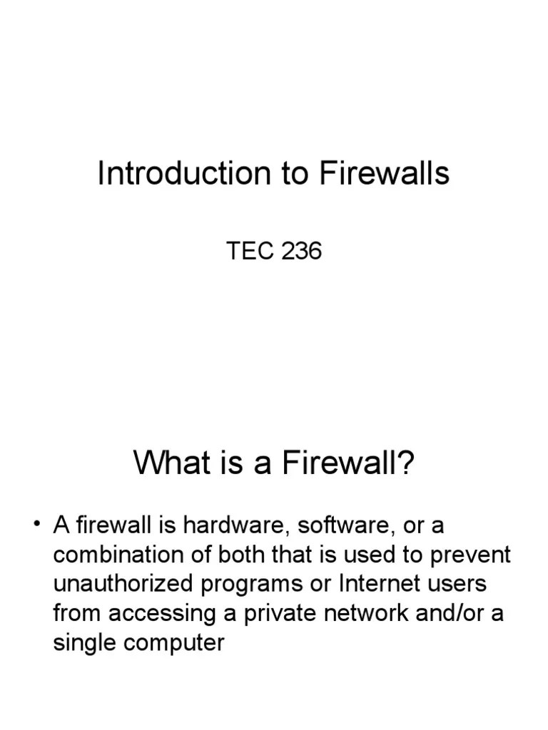 Introduction To Firewalls | PDF | Firewall (Computing) | Computer Network