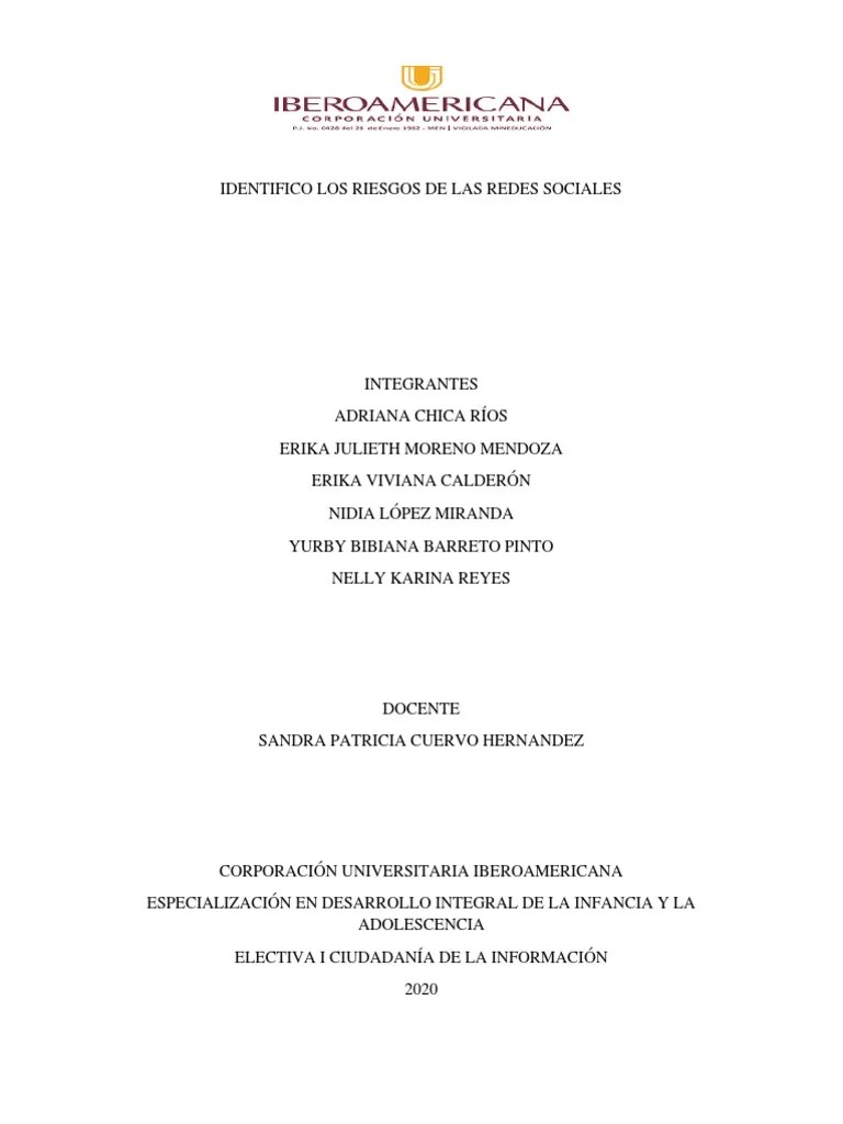 Actividad 3 - Identifico Los Riesgos De Las Redes Sociales | PDF ...