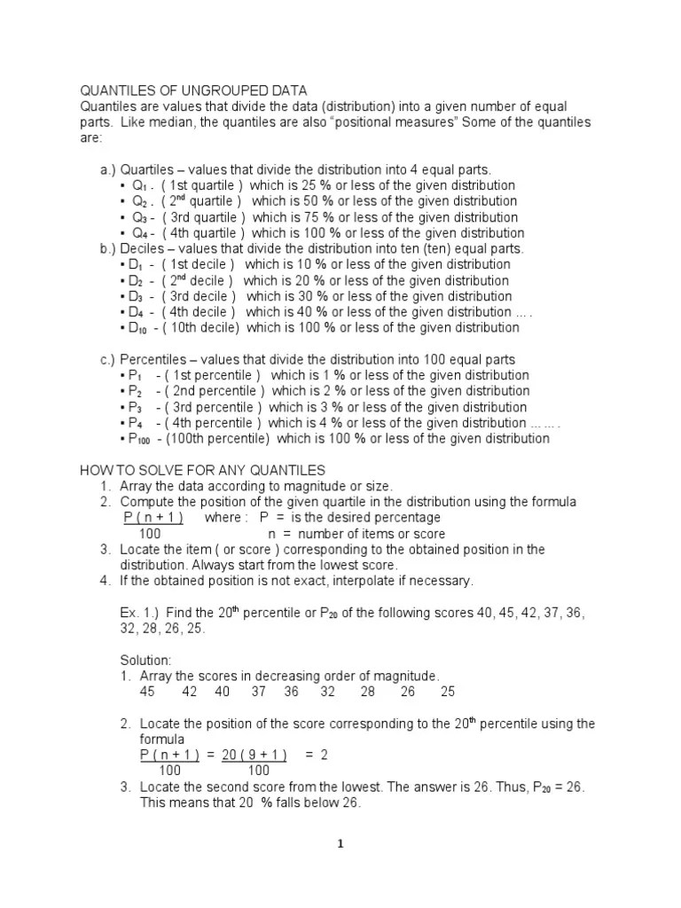 Measures Of Central Tendency Grouped Data | PDF | Mean | Quantile