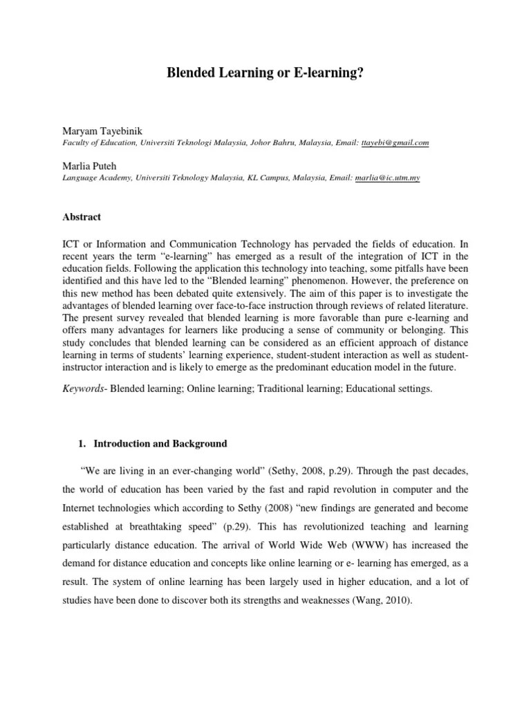 Blended Learning Or Elearning | PDF | Educational Technology | Distance ...