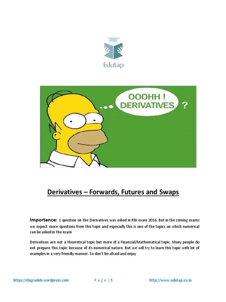 Derivatives - Forwards, Futures And Swaps: Importance | Download Free ...