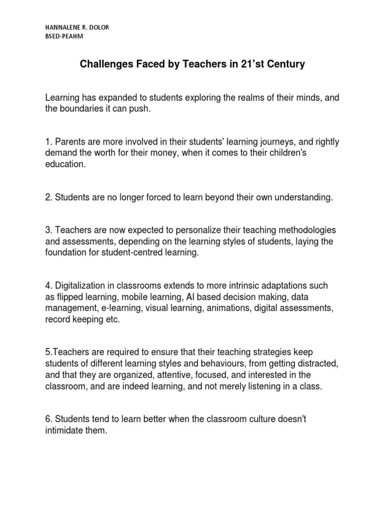 Challenges Faced By Teachers In 21 | PDF