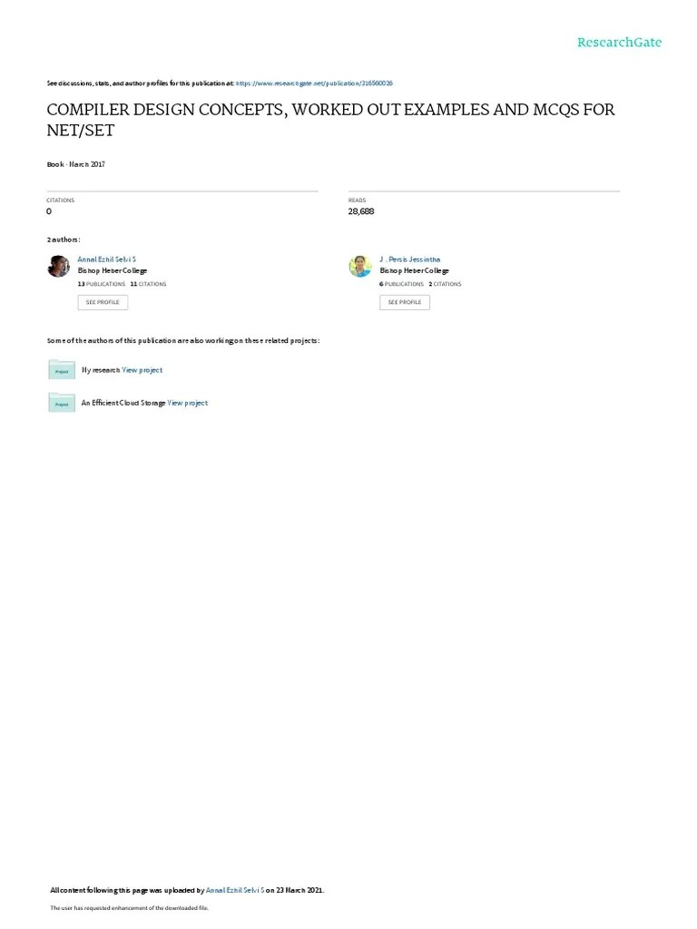 Compiler Design Concepts, Worked Out Examples And Mcqs For Net/Set ...