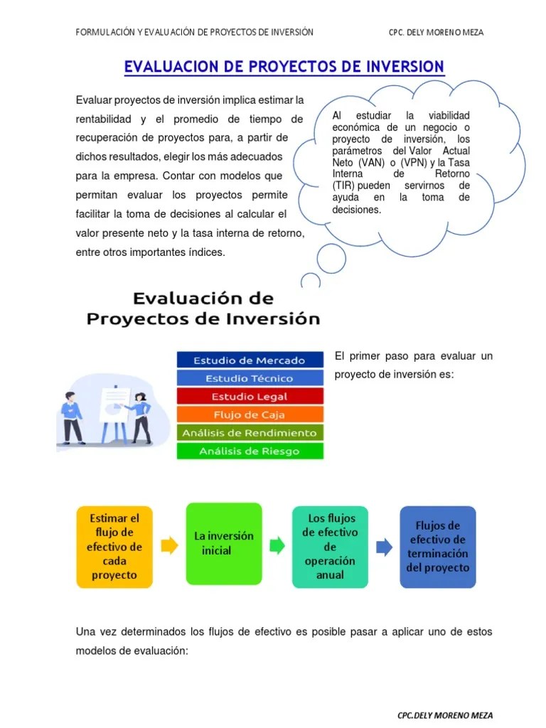 Evaluacion De Proyectos De Inversion | PDF | Valor Presente Neto | Tasa Interna De Retorno
