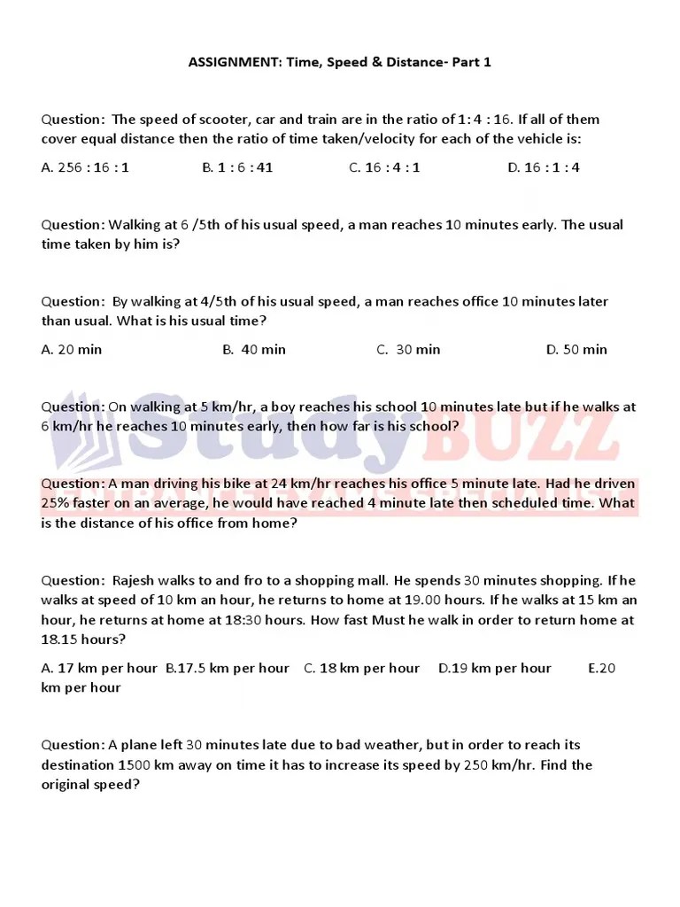 Time, Speed & Distance - Part 1 | PDF | Speed | Transport