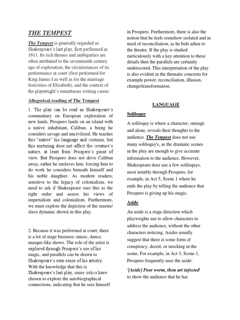 Deciphering The Tempest: An Analysis Of Shakespeare's Final Play ...