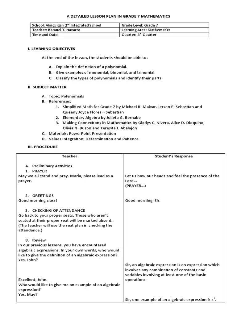 Lesson Plan - Polynomials | PDF | Polynomial | Algorithms