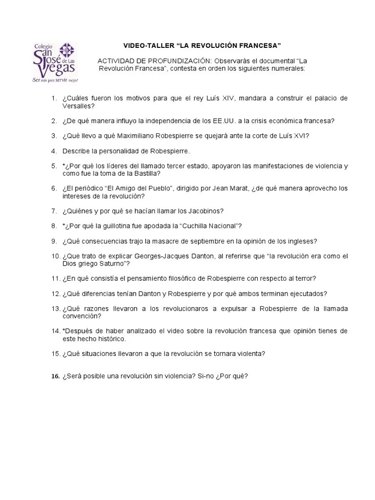 Video-Taller La Revolución Francesa | PDF