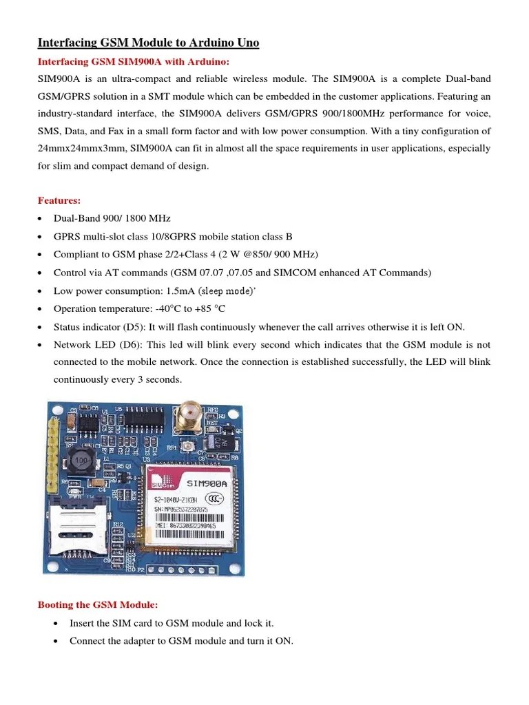 Interfacing GSM Module To Arduino Uno | Download Free PDF | General ...