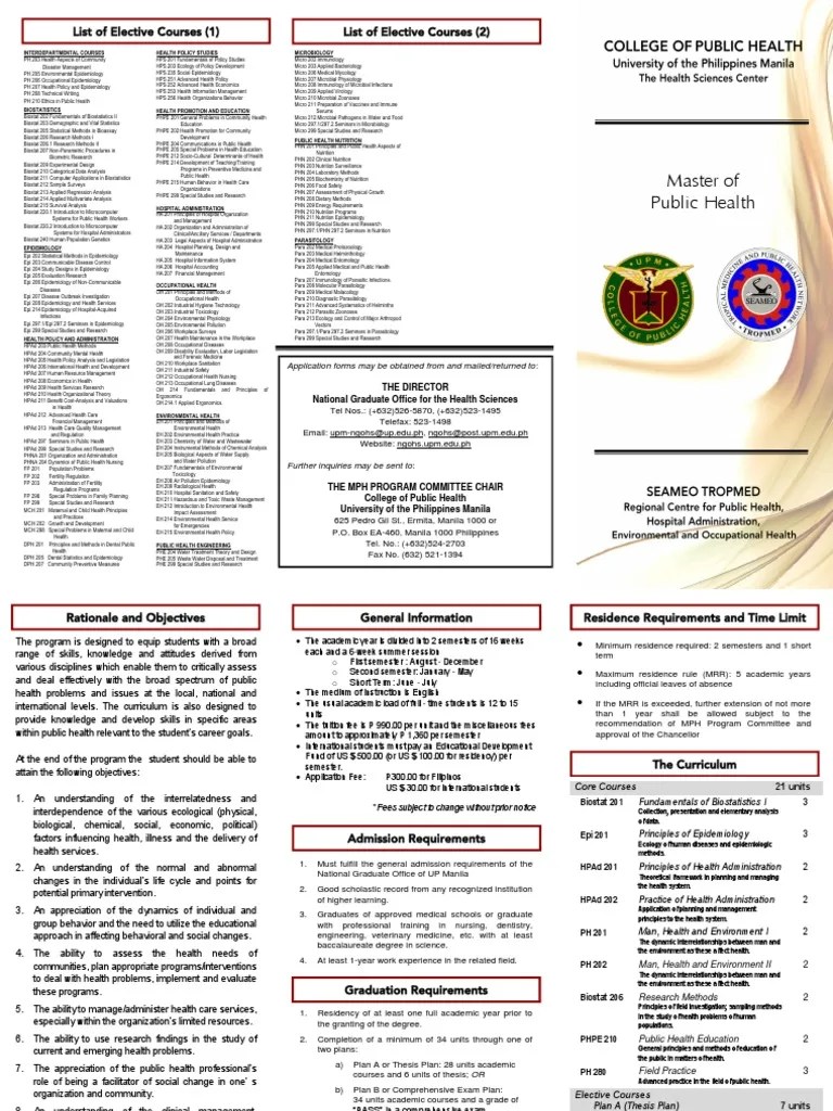 MPH Program In UP Manila | PDF | Parasitology | Public Health