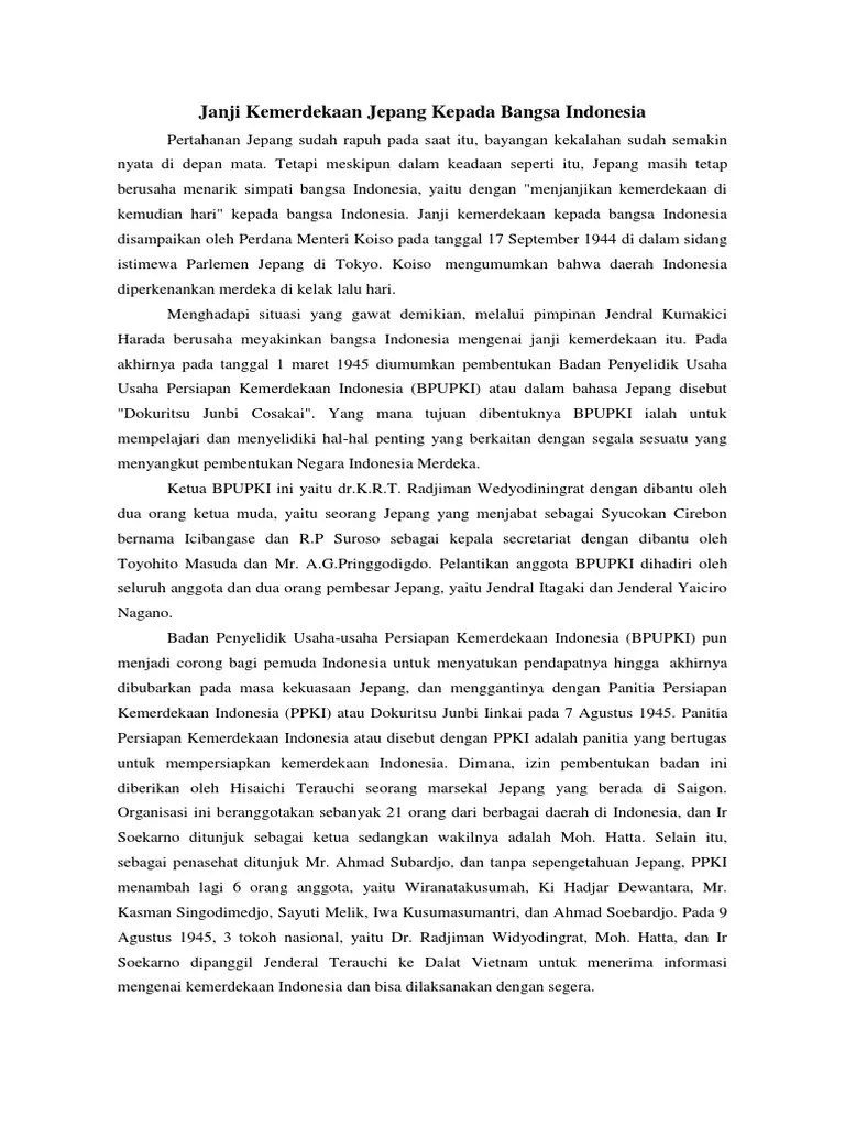 Janji Kemerdekaan Jepang Kepada Bangsa Indonesia | PDF