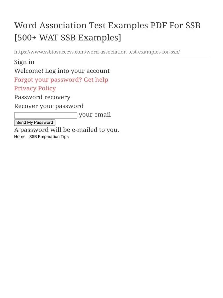 Word Association Test Examples PDF For SSB (500+ W+ | PDF | Mahatma Gandhi | Password