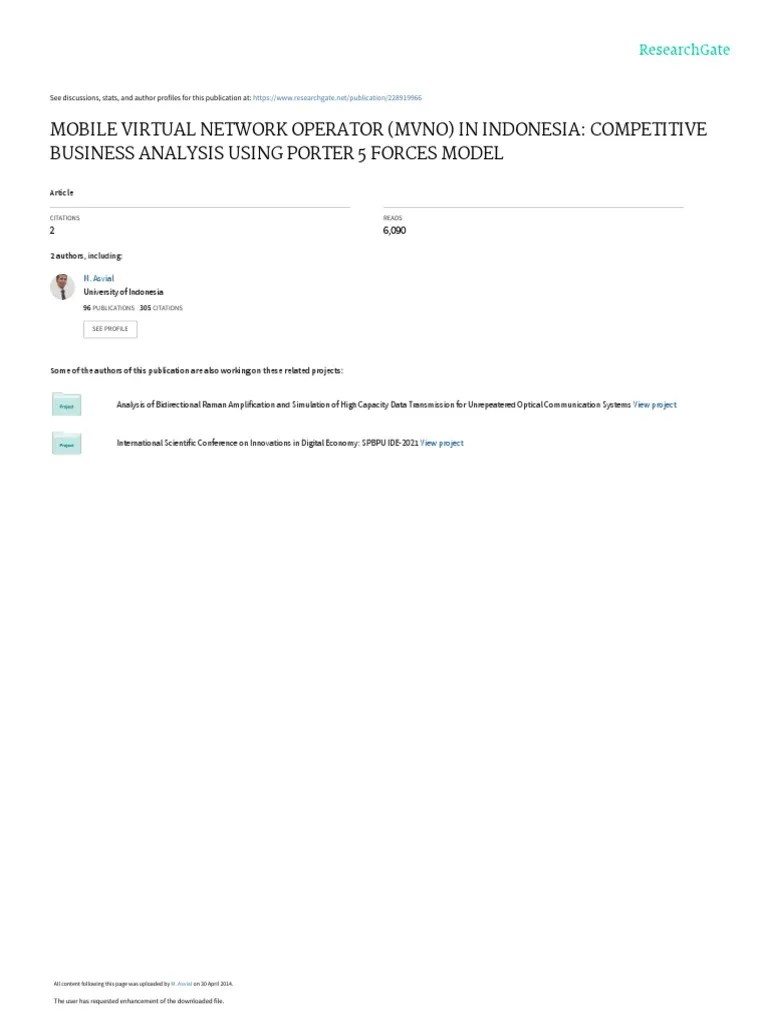 Mobile Virtual Network Operator (Mvno) In Indonesia: Competitive Business Analysis Using Porter ...